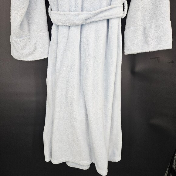 Stan Herman Robe Womens L/XL Light Blue Plush Fleece Belted Shawl Collar Pockets - Picture 10 of 12